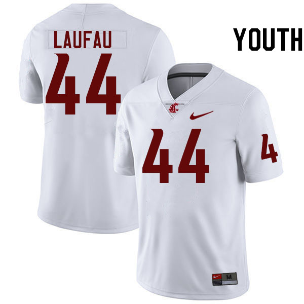 Youth #44 Khalil Laufau Washington State Cougars College Football Jerseys Stitched-White